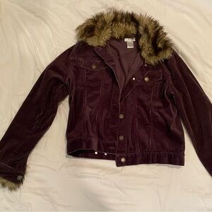 GNW Brown Faux Fur Collar Jacket